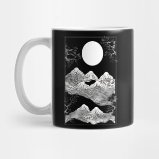 Japanese landscape black and white Mug